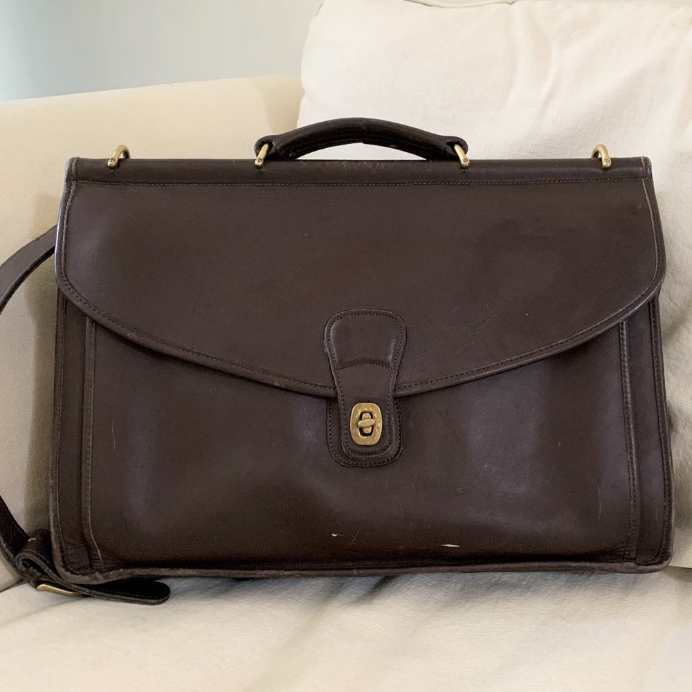 COACH vintage brown leather bag briefcase USA 5266
